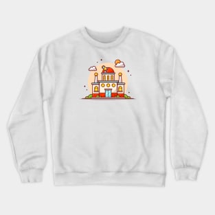 Astronomical Observatory Telescope with Clouds and Sun Space Cartoon Vector Icon Illustration Crewneck Sweatshirt